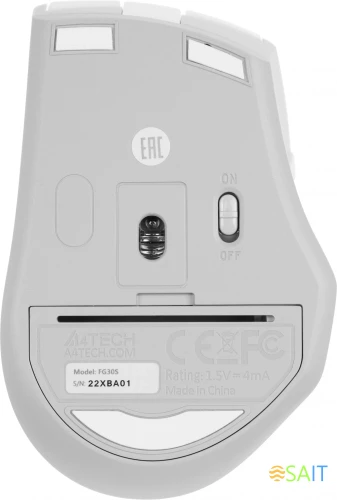 Мышь A4Tech Fstyler FG30S белый/серый оптическая 2000dpi silent беспров. USB 6but (FG30S WHITE)
