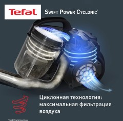 Пылесос Tefal Swift Power Cyclonic TW2922EA 750Вт бирюзовый/черный