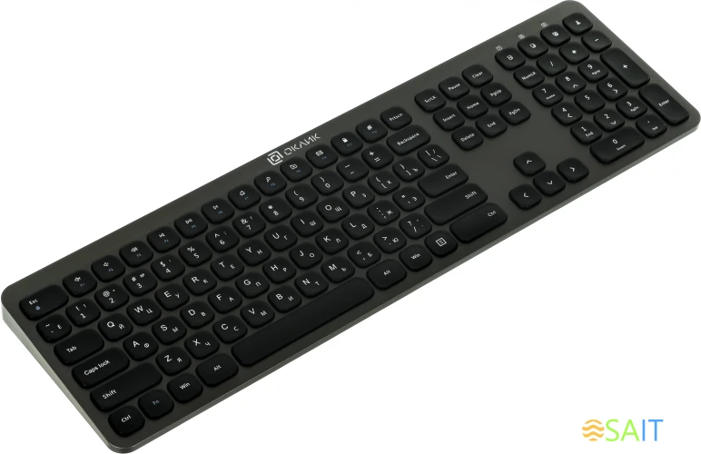 Клавиатура + мышь Оклик 300M клав:серый мышь:серый/черный USB беспроводная slim (1488402)