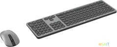 Клавиатура + мышь Оклик 300M клав:серый мышь:серый/черный USB беспроводная slim (1488402)