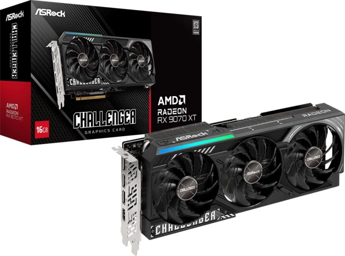 Видеокарта Asrock PCI-E 5.0 RX9070XT CL 16G AMD Radeon RX 9070XT 16Gb 256bit GDDR6 2400/20000 HDMIx1 DPx3 HDCP Ret