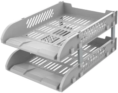Лоток горизонтальный Deli E9212 GREY сборный для бумаг 325x241x155мм серый пластик (упак.:2шт) пластиковый пакет
