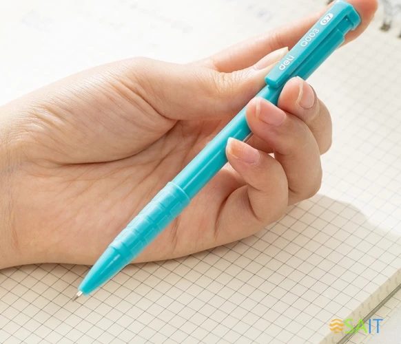 Ручка шариков. автоматическая Deli Daily EQ00330 голубой d=0.7мм син. черн. резин. манжета