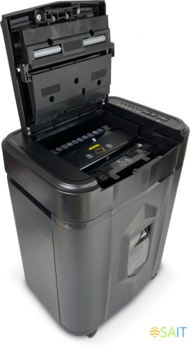 Шредер Heleos АП20-4 черный с автоподачей (секр.P-4) фрагменты 131лист. 20лтр. скрепки скобы пл.карты