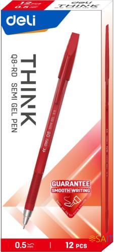 Набор ручек шариков. Deli Think EQ8-RD красн. черн. (12шт) линия 0.5мм