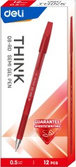 Набор ручек шариков. Deli Think EQ8-RD красн. черн. (12шт) линия 0.5мм