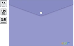 Конверт на кнопке Бюрократ Pastel -PKPAST/VIO A4 пластик 0.18мм фиолетовый