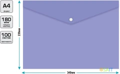 Конверт на кнопке Бюрократ Pastel -PKPAST/VIO A4 пластик 0.18мм фиолетовый