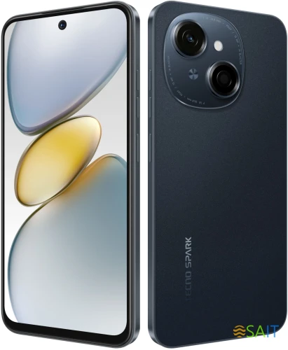 Смартфон Tecno Spark Go 1 128Gb 4Gb черный моноблок 3G 4G 2Sim 6.67" 720x1600 Android 14 Go 13Mpix 802.11 a/b/g/n/ac GPS GSM900/1800 Protect microSD max1024Gb