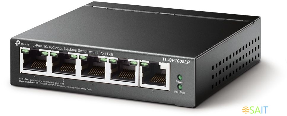 Коммутатор TP-Link TL-SF1005LP (L2) 5x100Мбит/с 4PoE 41W неуправляемый