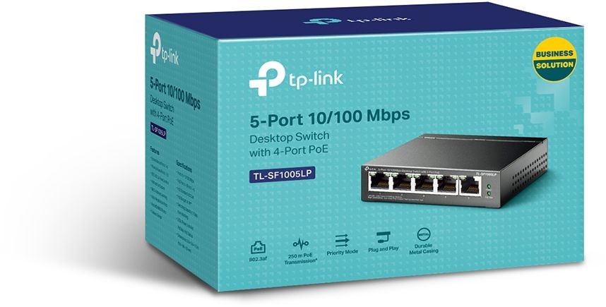Коммутатор TP-Link TL-SF1005LP (L2) 5x100Мбит/с 4PoE 41W неуправляемый