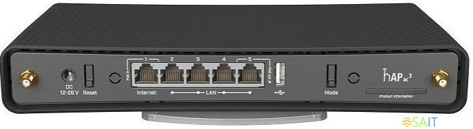 Роутер беспроводной MikroTik hAP ac3 (RBD53IG-5HACD2HND) AC1200 10/100/1000BASE-TX черный