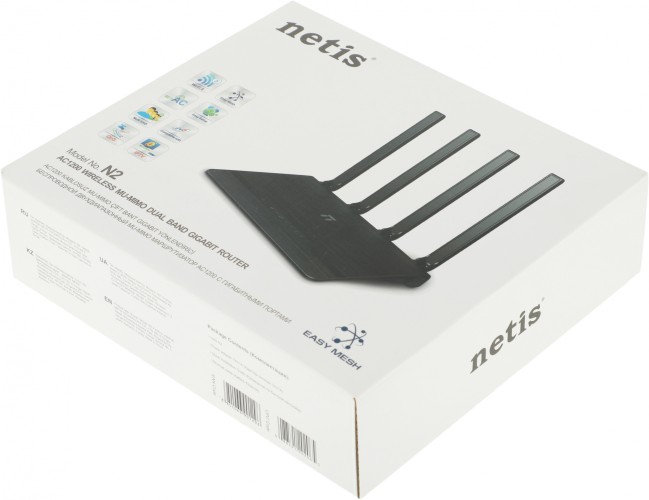 Роутер беспроводной Netis N2 AC1200 10/100/1000BASE-TX черный
