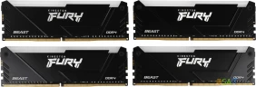Память DDR4 4x32GB 3200MHz Kingston KF432C16BB2AK4/128 Fury Beast Black RGB RTL Gaming PC4-25600 CL16 DIMM 288-pin 1.35В dual rank с радиатором Ret