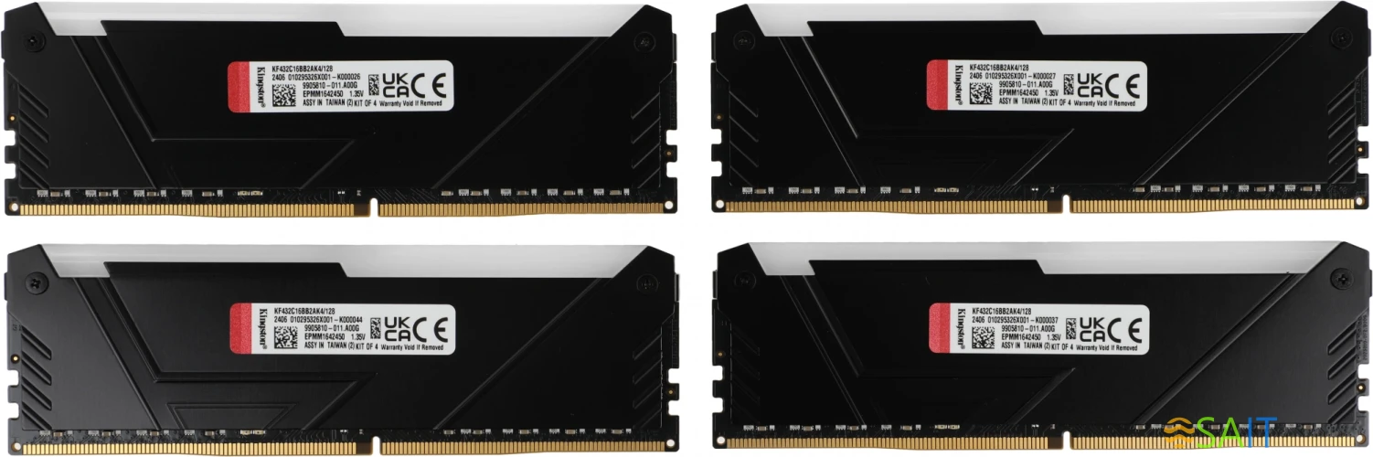 Память DDR4 4x32GB 3200MHz Kingston KF432C16BB2AK4/128 Fury Beast Black RGB RTL Gaming PC4-25600 CL16 DIMM 288-pin 1.35В dual rank с радиатором Ret