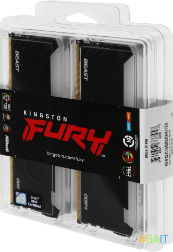 Память DDR4 4x32GB 3200MHz Kingston KF432C16BB2AK4/128 Fury Beast Black RGB RTL Gaming PC4-25600 CL16 DIMM 288-pin 1.35В dual rank с радиатором Ret
