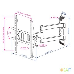 Кронштейн для телевизора Kromax PIXIS-XS черный 22"-55" макс.30кг настенный поворотно-выдвижной и наклонный