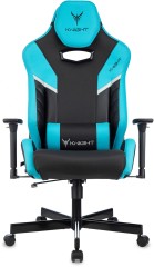 Кресло игровое Knight Thunder 5X черный/голубой эко.кожа крестов. металл