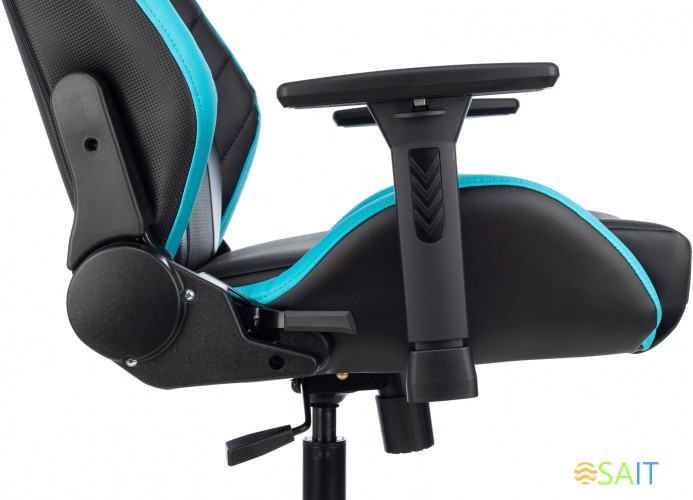 Кресло игровое Knight Thunder 5X черный/голубой эко.кожа крестов. металл