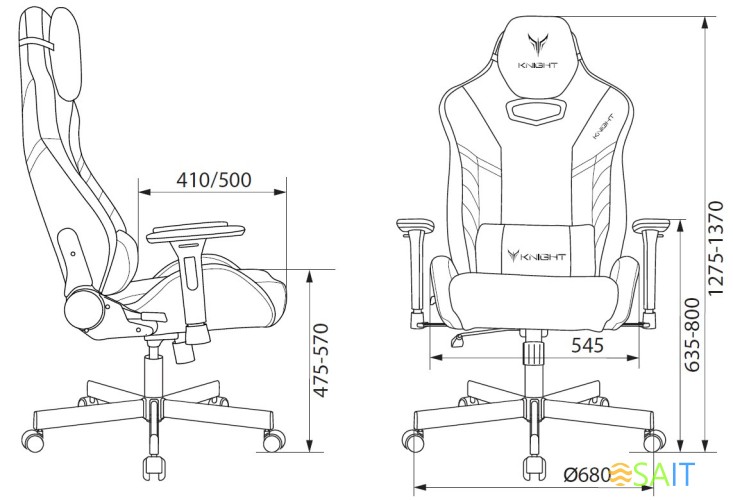 Кресло игровое Knight Thunder 5X черный/голубой эко.кожа крестов. металл