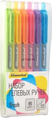 Набор ручек гелев. автоматическая Silwerhof NG Fresh d=0.5мм син. черн. блистер ев. (6шт) сменный стержень
