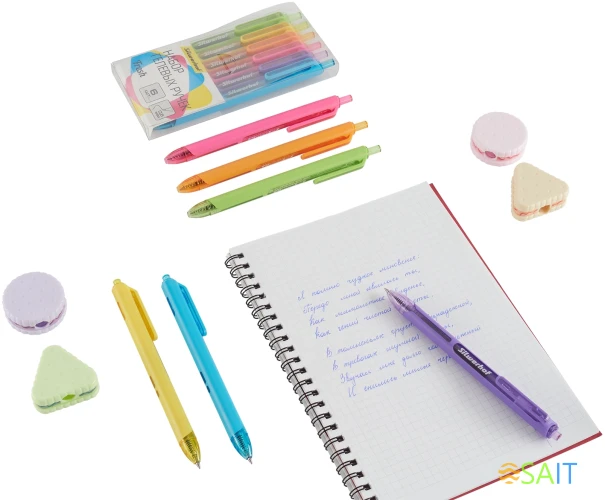 Набор ручек гелев. автоматическая Silwerhof NG Fresh d=0.5мм син. черн. блистер ев. (6шт) сменный стержень