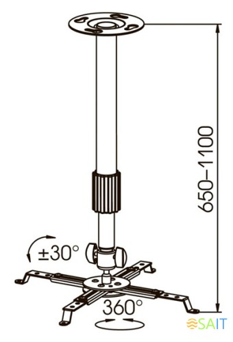 Кронштейн для проектора Kromax PROJECTOR-300 серый макс.10кг потолочный поворот и наклон