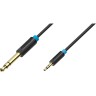 Кабель Vention аудио Jack 6,5 mm M/ 3,5 M - 1,5м Кабель Vention jack 6.5 mm(m)/mini jack 3.5 mm(m) - 1.5 м (BABBG)