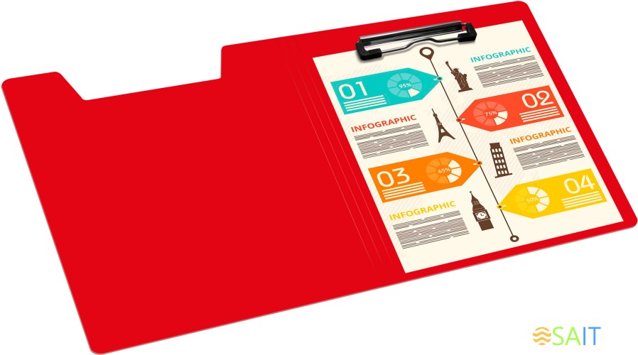 Папка клип-борд Бюрократ -PD602RED A4 пластик 1.2мм красный с крышкой