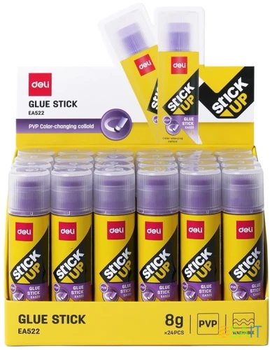 Клей-карандаш Deli EA522 8гр корп.фиолетовый ПВП дисплей картонный