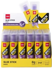 Клей-карандаш Deli EA522 8гр корп.фиолетовый ПВП дисплей картонный