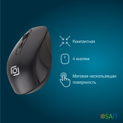 Мышь Оклик 690MW черный оптическая 1600dpi беспров. USB 4but (1520884)
