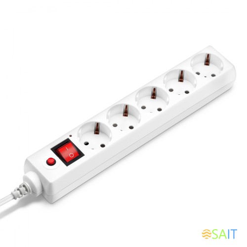 Сетевой фильтр Buro 500SH-1.8-UPS-W 1.8м (5 розеток) белый (коробка)