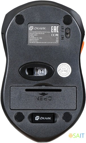 Мышь Оклик 585MW черный оптическая 1600dpi беспров. USB для ноутбука 6but (351687)
