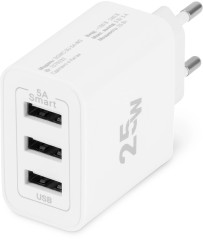 Сетевое зар./устр. Digma DGWC-3U-5A-WG 30W 3A (PD+QC) 3xUSB универсальное белый