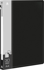 Папка с 30 прозр.вклад. Бюрократ -BPV30BLCK A4 пластик 0.65мм торц.карм с бум. встав черный