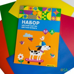 Набор картона/бумаги Silwerhof ассорти 16л. 8цв. A4 Скейтбордист 230г/м2 1диз. обл.мел.картон папка