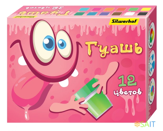 Гуашь Silwerhof Монстрики 12цв. бан. 20мл. картон.кор.