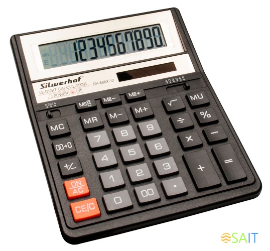 Калькулятор настольный Silwerhof SH-888X-12 черный 12-разр.