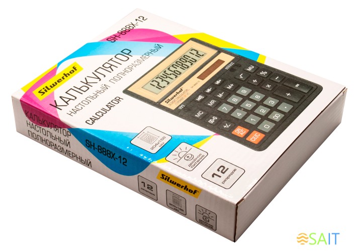 Калькулятор настольный Silwerhof SH-888X-12 черный 12-разр.
