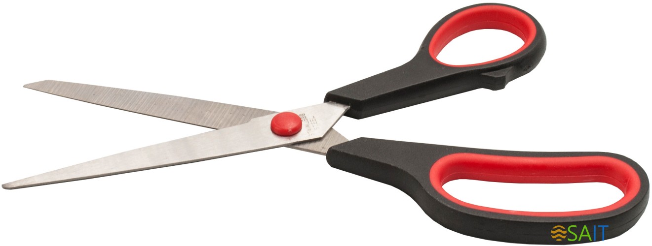 Ножницы Buro Ergo универсальные 210мм ручки с резиновой вставкой асим.