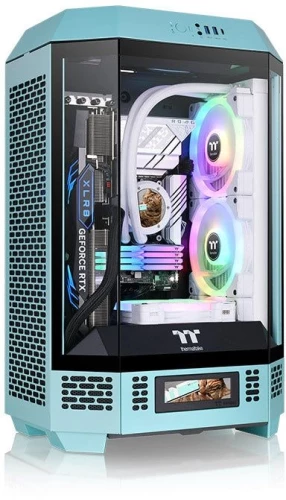 Корпус Thermaltake The Tower 300 Turquoise голубой без БП mATX 8x120mm 6x140mm 2xUSB3.0 audio bott PSU