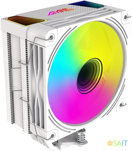 Устройство охлаждения(кулер) GMNG GG-CPC220-ARGB2 ARGB 120x120x25mm Soc-AM5/AM4/1151/1200/2066/1700 белый 4-pin 14-26dB Al+Cu LCD 220W 550gr Ret (GG-CPC220-ARGB2-WH)