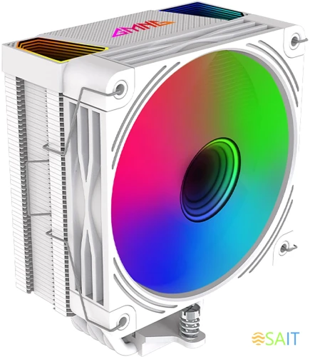 Устройство охлаждения(кулер) GMNG GG-CPC220-ARGB2 ARGB 120x120x25mm Soc-AM5/AM4/1151/1200/2066/1700 белый 4-pin 14-26dB Al+Cu LCD 220W 550gr Ret (GG-CPC220-ARGB2-WH)