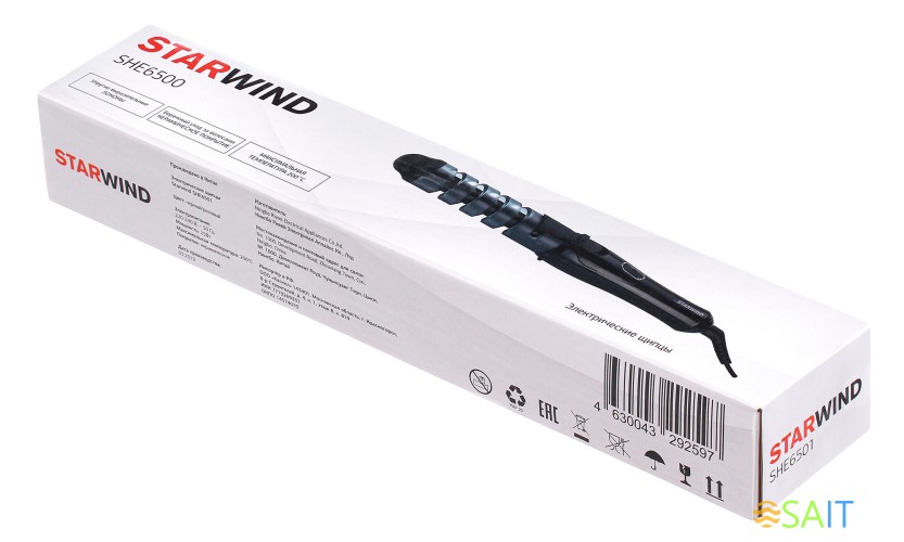 Щипцы Starwind SHE6500 25Вт черный макс.темп.:200С покрытие:керамическое