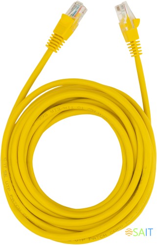 Патч-корд Buro UTP 4 пары cat.5E CCA molded 5м желтый RJ-45 (m)-RJ-45 (m)