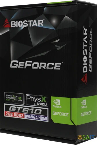 Видеокарта Biostar PCI-E 2.0 GeForce GT610 NVIDIA GeForce GT 610 2Gb 64bit DDR3 700/1333 DVIx1 HDMIx1 CRTx1 HDCP Ret low profile