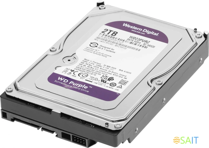 Жесткий диск WD SATA-III 2TB WD23PURZ Surveillance Purple (5400rpm) 64Mb 3.5"