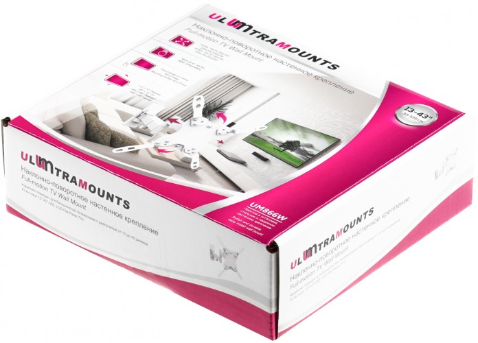 Кронштейн для телевизора Ultramounts UM866W белый 13"-42" макс.20кг настенный поворот и наклон