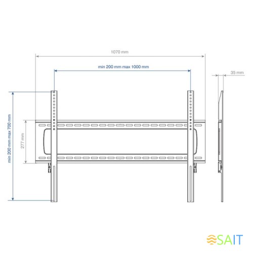 Кронштейн для телевизора Kromax STAR PRO-111 черный 55"-100" макс.103кг настенный фиксированный